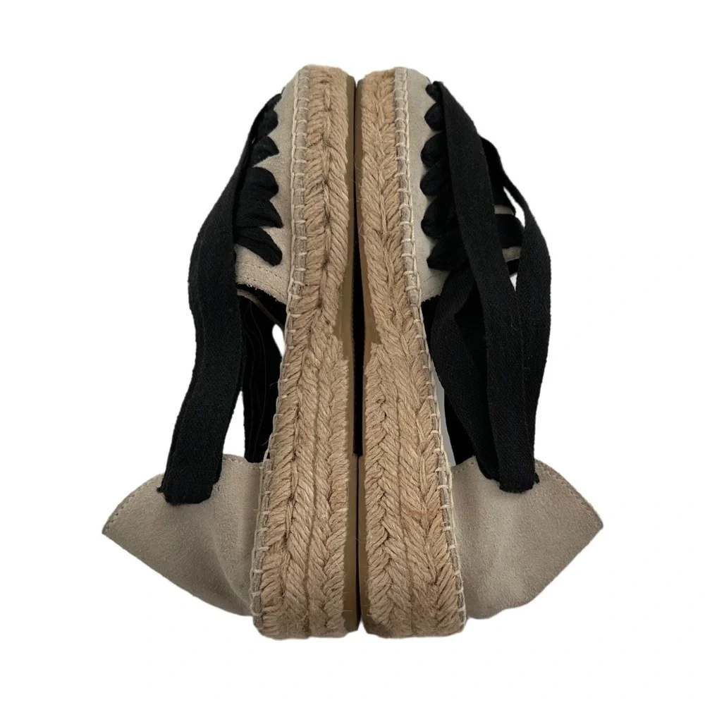Free people flats 36 6 black beige suede dorsay Espadrilles coastal granny